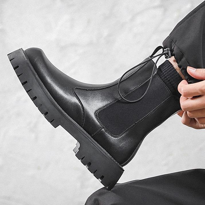 Autumn and Winter New Products Are Super Cool, Black Medium Tube Martin Boots, Thick-soled Heightening Overalls, Boots Versatile Men's Shoes, Men's