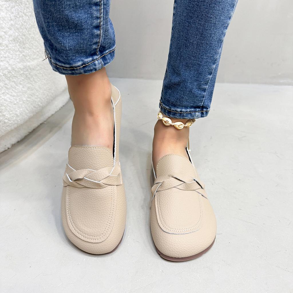New Flats Women Shoes Loafers Leather Woman Flats Slip On Women's Loafer Female Moccasins Shoe Plus Size 35-43