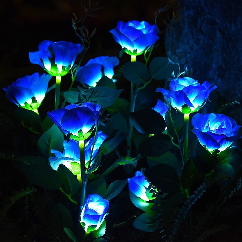 3-head Solar-powered Rose Flower Lights Garden LED In-ground Lamps Courtyard Decoration Rose Lawn Lights IP44 CE Certified
