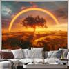 Large Rainbow Sunset Tapestry Wall Decor Golden Hour Nature Scene Art Print for Living Room Bedroom Aesthetic Decoration
