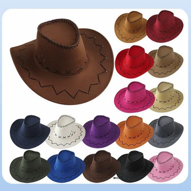 Men's and women's cowboy hats, sunscreen visors, grassland western cowboy hats, couples traveling with big eaves, top hats, suede