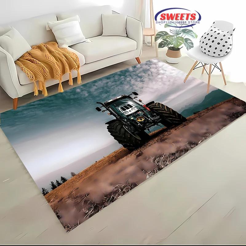 Large Machinery Tractor Series Pattern Large Carpet for Home Living Room Kids Bedroom,Sofa Doormat Floor Rug Anti-slip Decor Mat