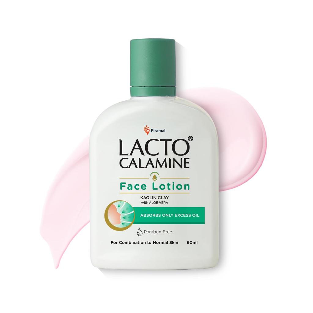 Lacto Calamine Lotion do twarzy Glinka kaolinowa i Aloes 60ml Codzienny krem nawilżający do cery mieszanej i normalnej Kontrola sebum i promienny blask