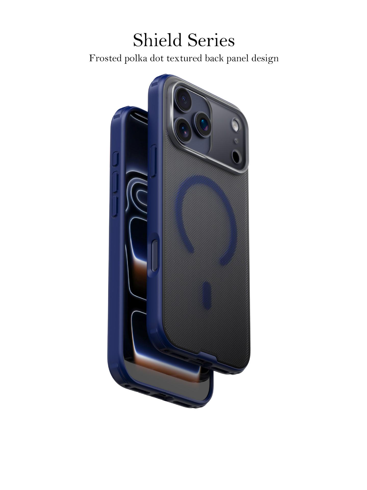 

iPhone 17 Pro Max Case: Polka Dot Design, Concave-Convex Texture, Strong Magnetic, Skin-Like Feel, Apple 16 & 15 Compatible. iPhone 17 Pro синий