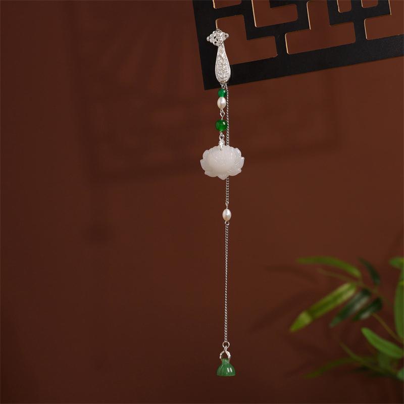 Imitationsperle Damen Hanfu Ornament Schmuck Langer Hängender Quaste Cheongsam Accessoires Legierung Cheongsam Gepresstes Revers