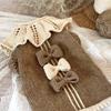 Maltese Sweet Sweater Pet Bow Knit Teddy Winter Warm Two-Legged Clothes Solid Color Puppy Pullover XS-XL