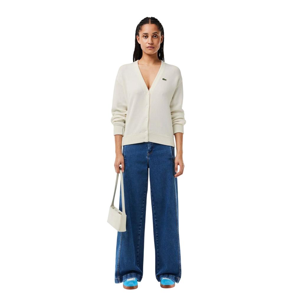 Lacoste Cardigan da donna con scollo a V e vestibilità rilassata