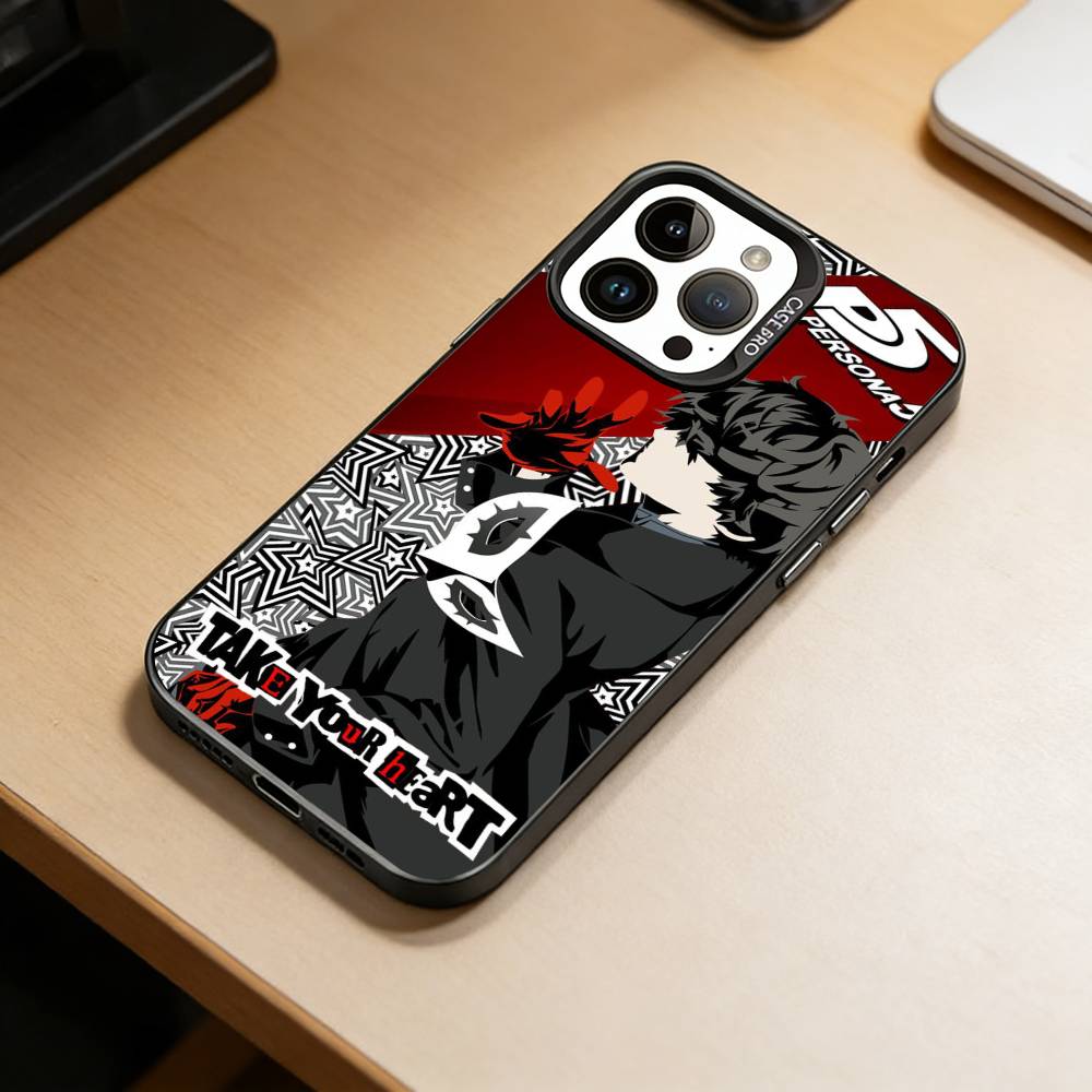 games-Wallpaper Persona 5  Phone Case For iPhone 17,16,15,14,13,12,11 Plus,Pro Max,XS,Colored Silver Plated Inside Cover