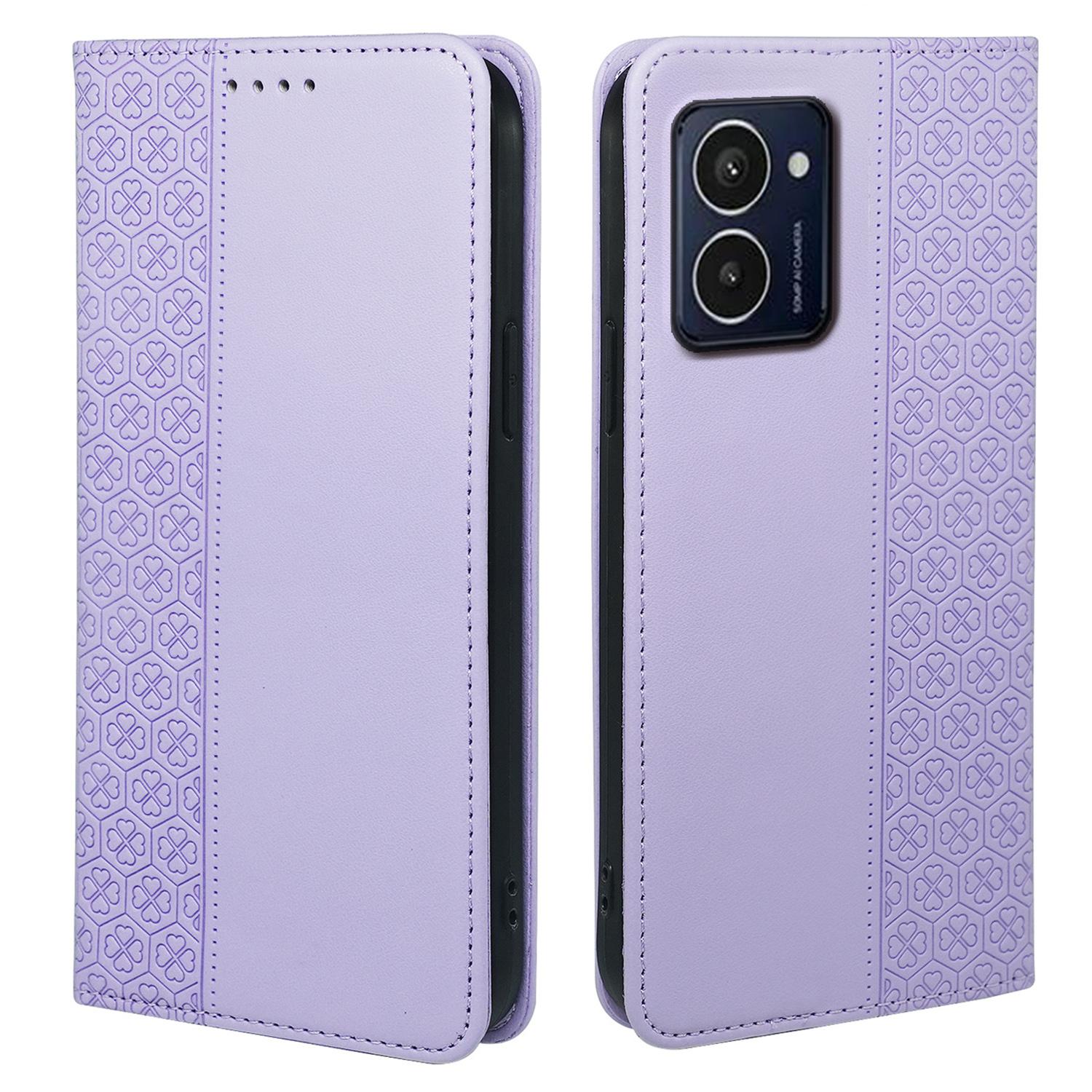 

For HMD Pulse/Pulse+ Case Wallet Leather Phone Cover Lucky Clover Imprinting Light Purple