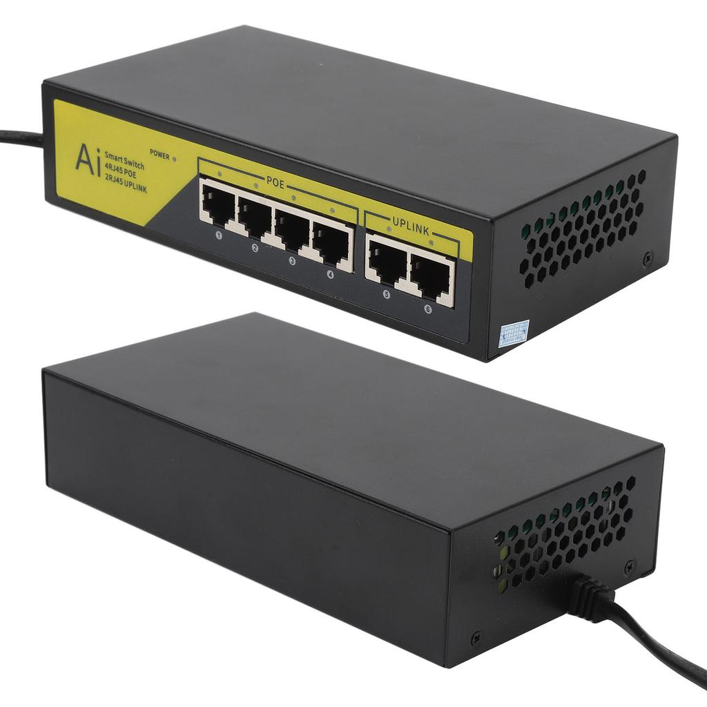 6 Port PoE Switch 4 10 100mbps POE Ports 2 10 100mbps UP Link Ports At 65W for IP Cameras WLAN Access Points IP Phones