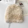 Autumn and Winter New Rabbit Fur Woven Small Round Hat Female Korean Version Warm Ear Protection Bag Head Knitted Fur Hat Shows Small Face