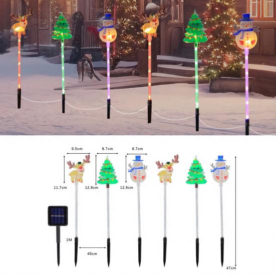 Solar Christmas Stake Lawn Decor with Santa Lights Waterproof Outdoor And Snowman Warm White LED