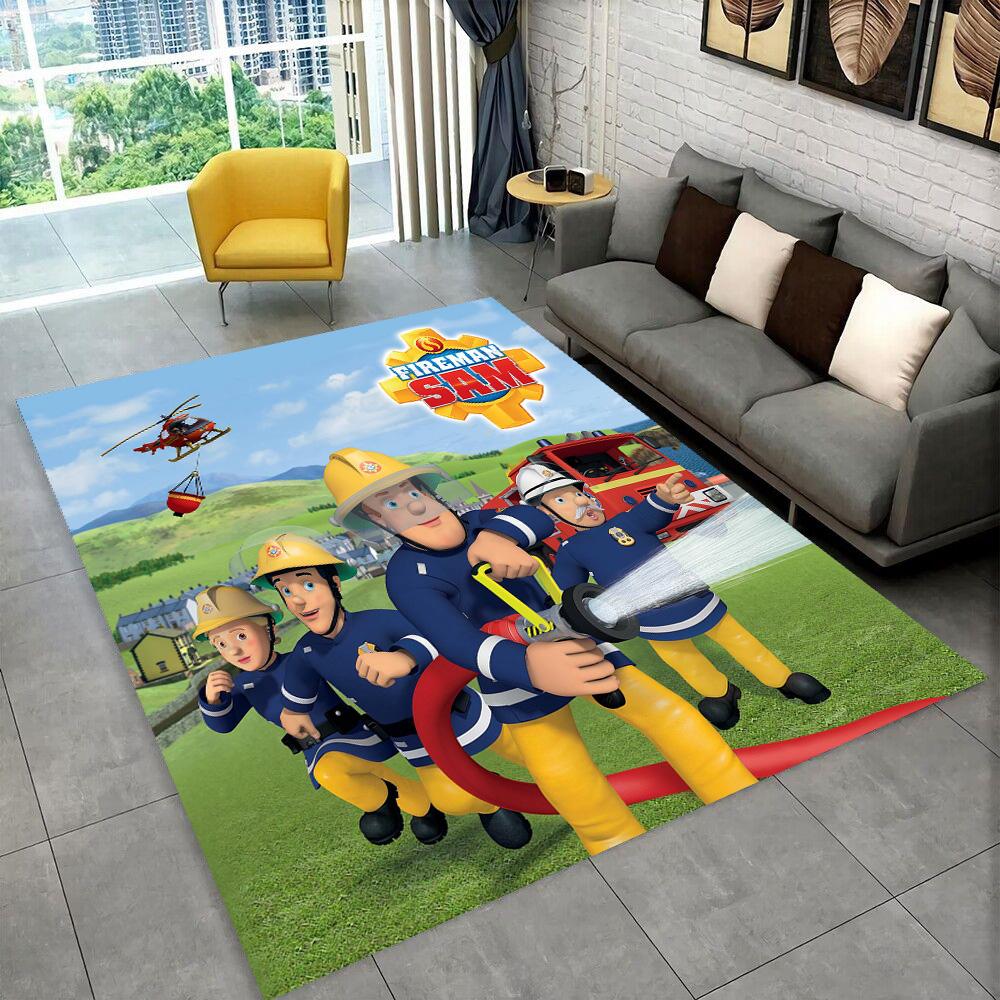 3D Classic Fireman Sam Child Cartoon Carpet Rug for Living Room Bedroom Home Sofa Decoration,Kids Play Non-slip Floor Mat Gift