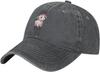 Pink Bow Lamb Embroidered Baseball Cap Washed Denim Casual Adjustable Cotton Hat Unisex