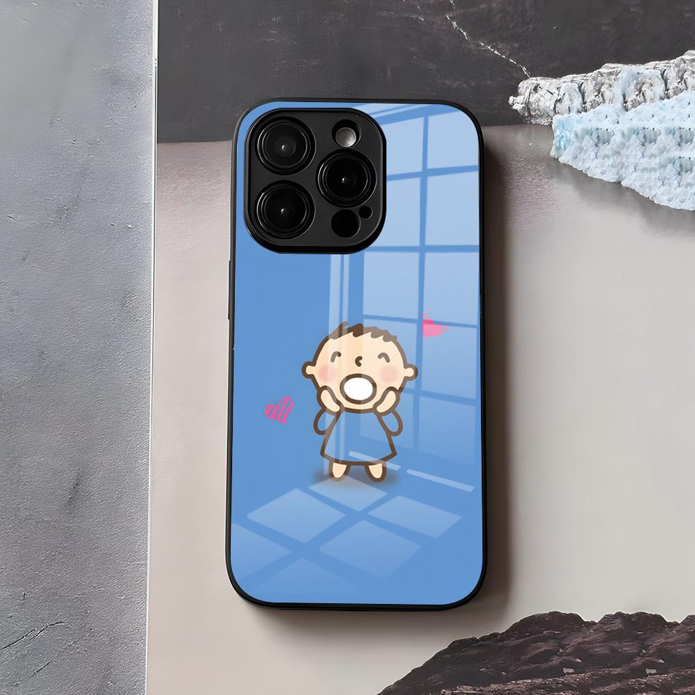 

M-MINNA NO T-TABO Phone Case For IPhone 17 Air 16 E Pro Max 15 14 13 Mini 12 Pro 11 Max Plus Black Glass Cover iPhone XS Max