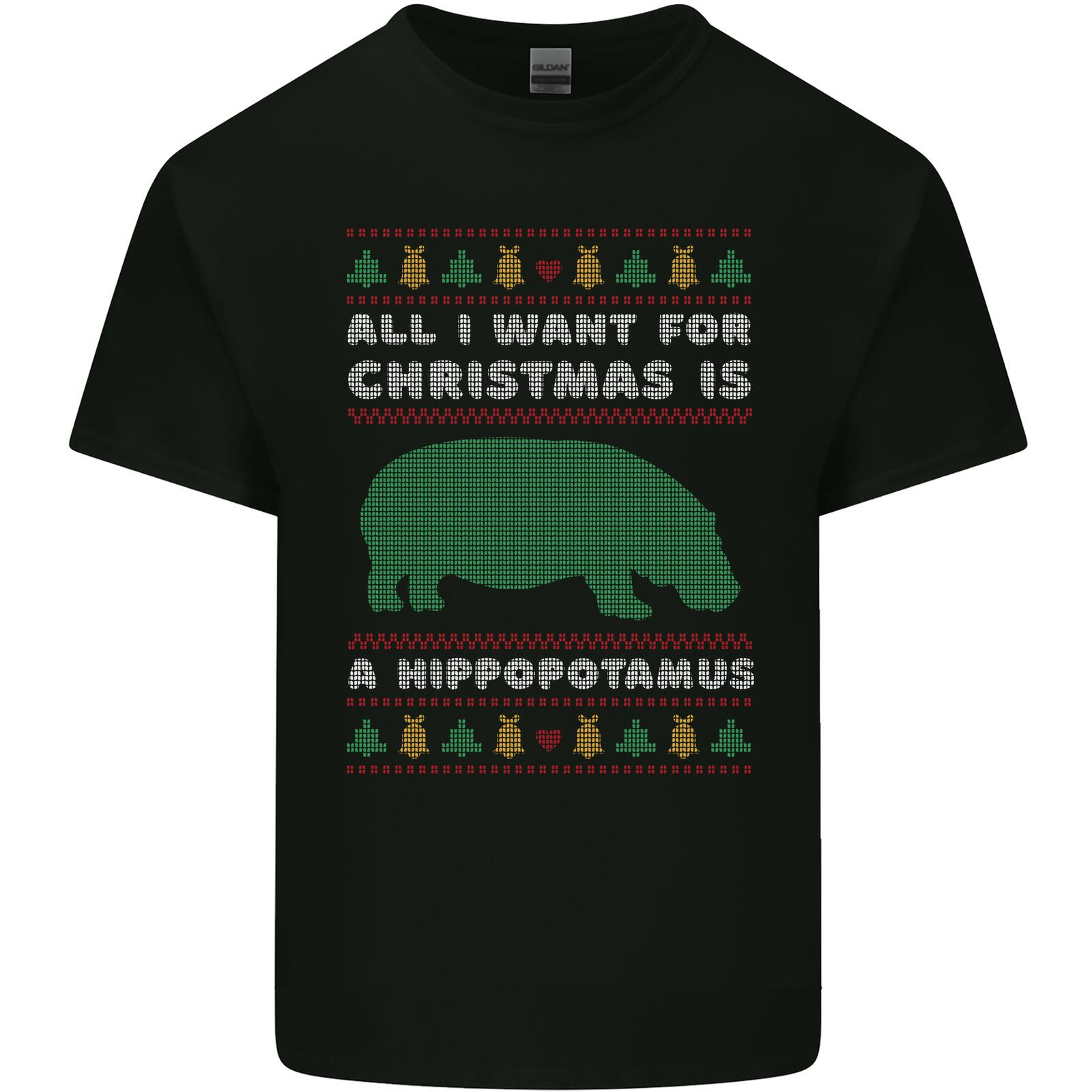 

Hippopotamus Hippo Christmas Funny Mens Light Cotton T-Shirt Mens Womens Tees Top 2XL