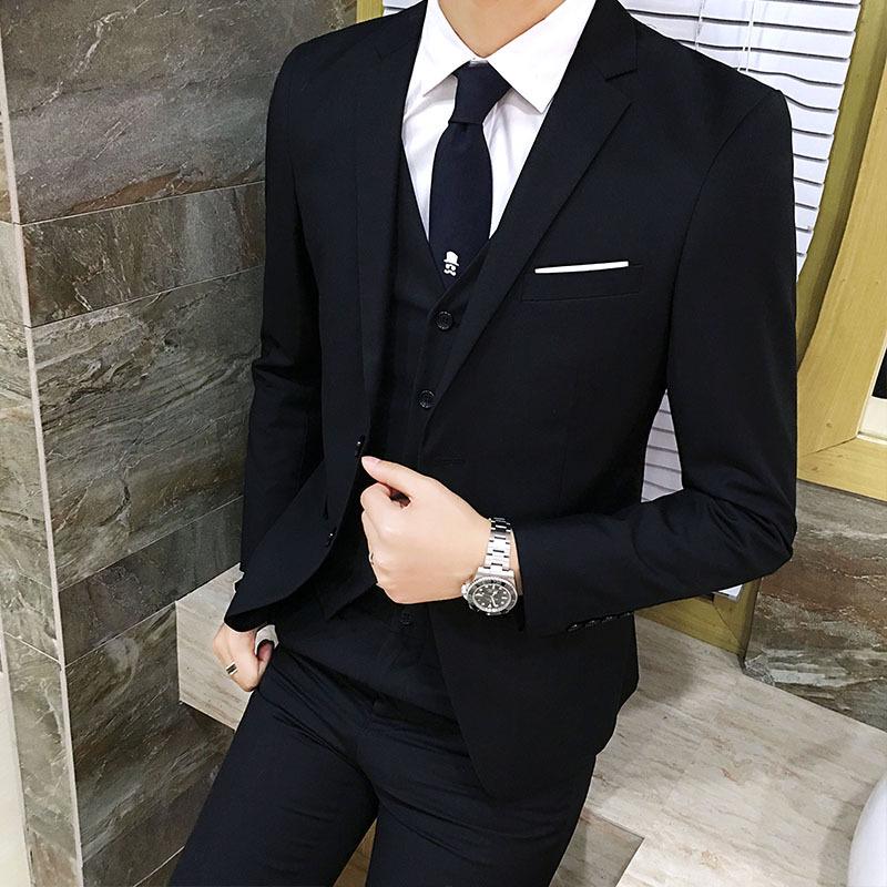 European Size Men's Three-Piece Wedding Suit - Thickened Formal Attire for Grooms