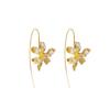 Iris Metal Flower Ear Hook Earrings: Elegant Retro Palace Style for Women