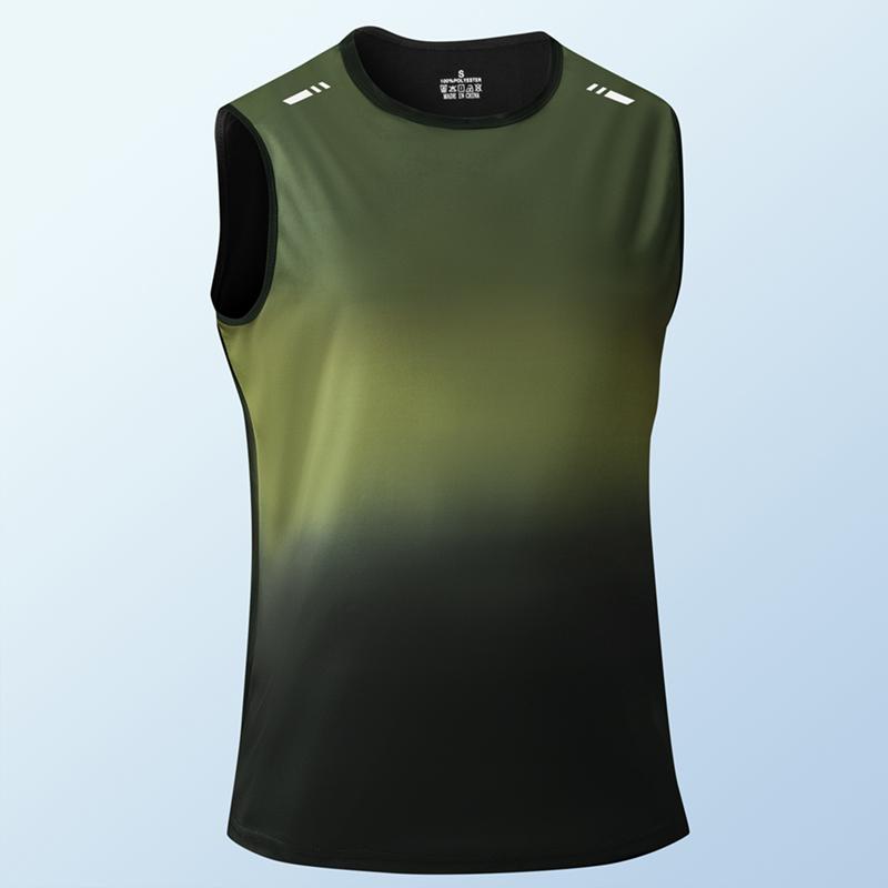 Gradient Gym Vest Men Outdoor Comprehensive Training Sleeveless T Shirts Men High Elasticity Sweat Absorbing Quick Dry Tank Tops