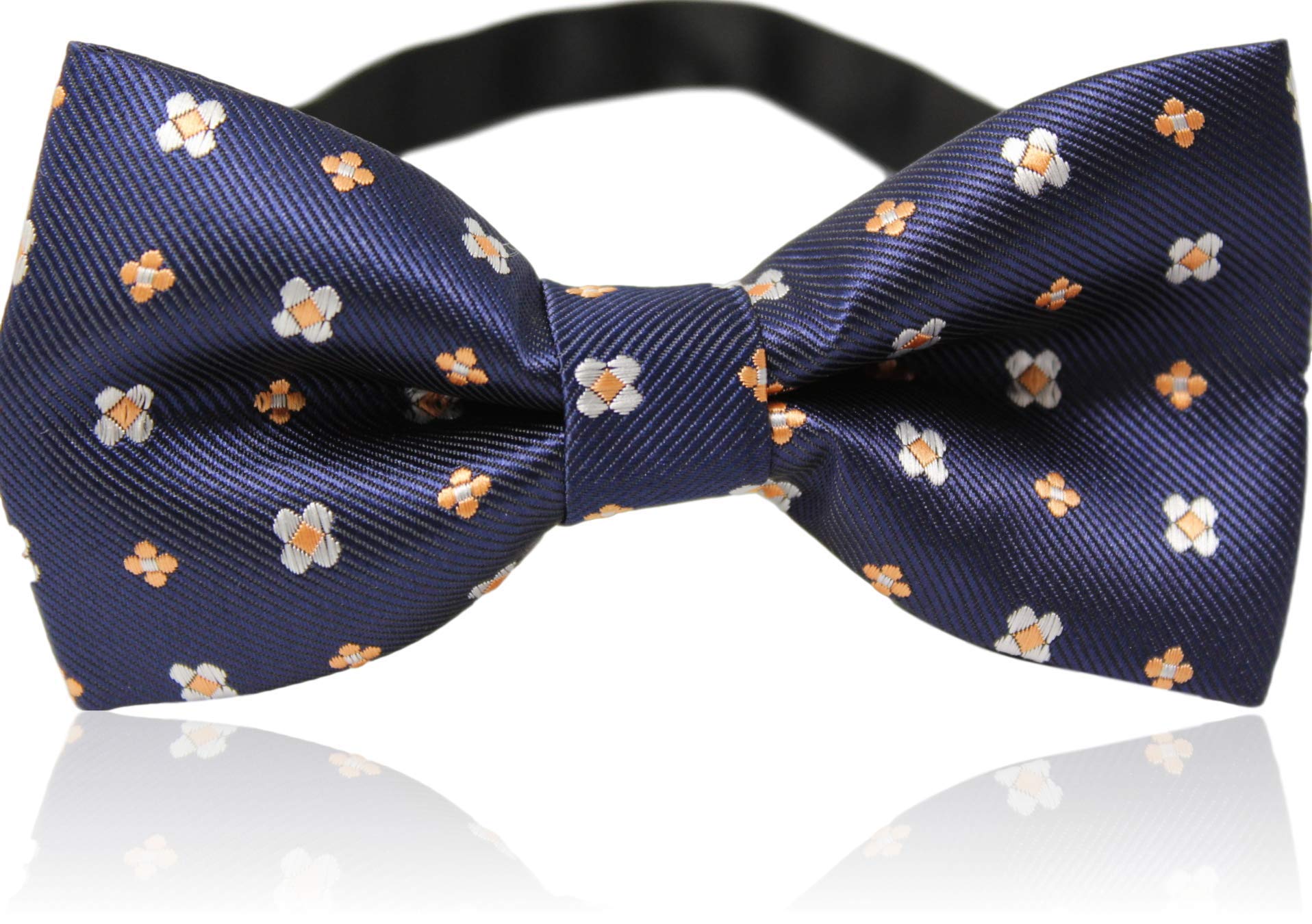 

[Лучший товар] Галстук-бабочка для мужчин и детей, В горошек, Синий, Галстук на липучке, Галстук-бабочка, Цветок, На крючке, Темно-синий g1-19