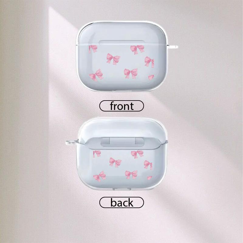 Pink Bow Pattern Earphone Protective Cover for AirPods Pro2/Pro3/Pro Anti Drop Earphone Cover for AirPods 4/3/1/2 Anti Shock