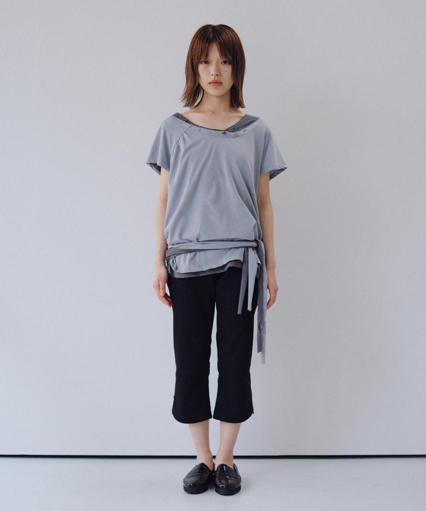Ohesio One-Shoulder Wrap T-Shirt, Gray