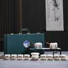 Suet jade white porcelain kung fu tea set home office tea pot cover bowl tea cup ceramic gift tea set heat-resistant