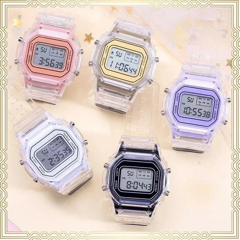 Orologi Elettronici per Donna Uomo Orologio Cinturino in Silicone Trasparente Elegante LED Digitale da Polso Orologio Sportivo Orologio Femminile