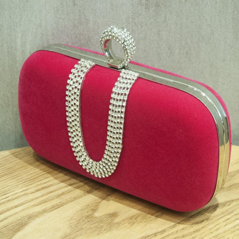 Rote Flanell Strass Tasche Samt Abendtaschen Crossbody Elegante Party Clutch Bling Schulter Damen Tasche Diamant Handtasche