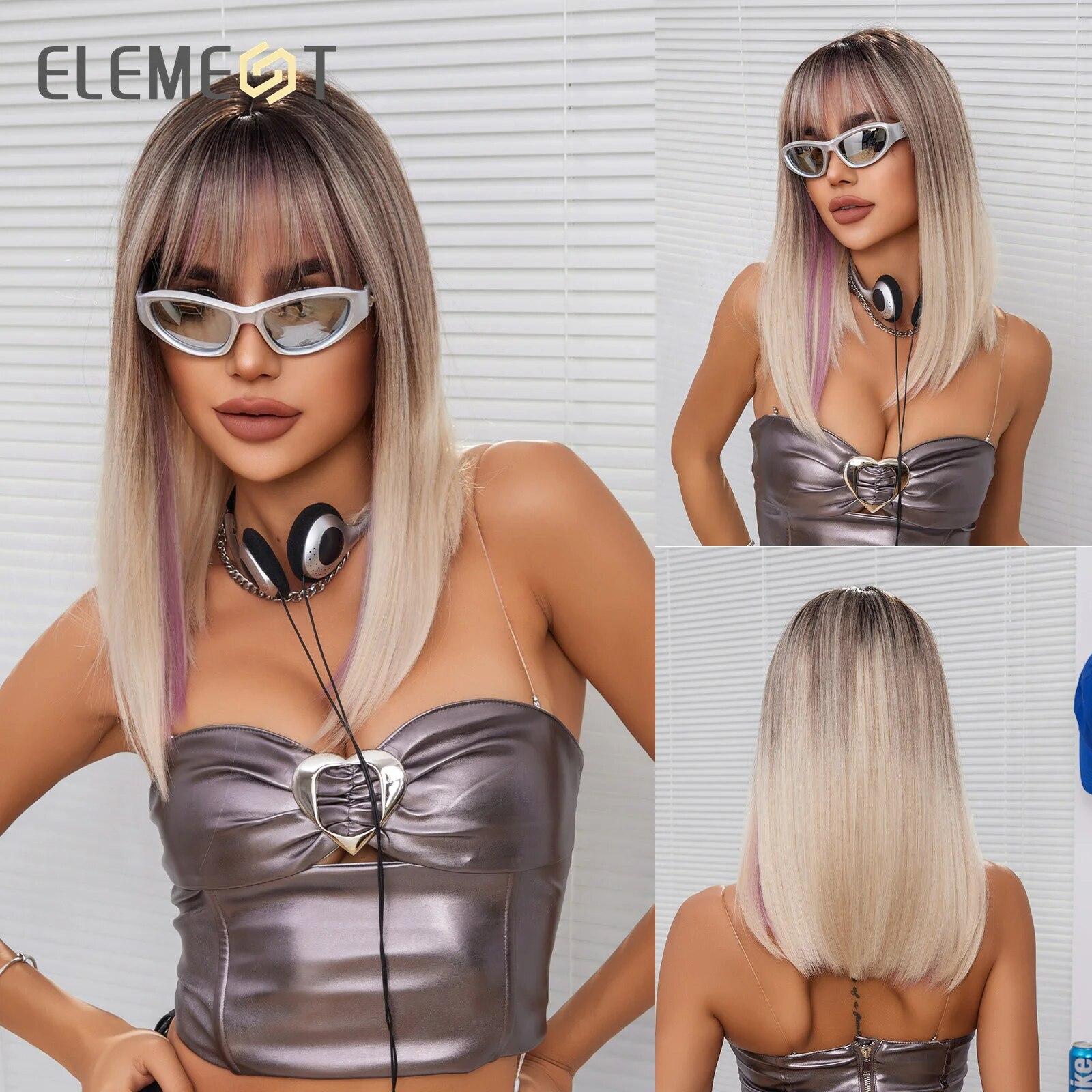 

ALAN EATON Синтетический парик для чернокожих женщин и девочек, натуральный средний волнистый темно-коричневый парик с челкой, косплей, вечерние, термостойкие волосы