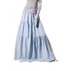 Women’s Summer Boho Skirts Flowy Swing Tiered A-Line Maxi Skirt Trendy Elastic Waist Pleated Long Beach Skirt Pleated Ruffle Long Skirts for Women