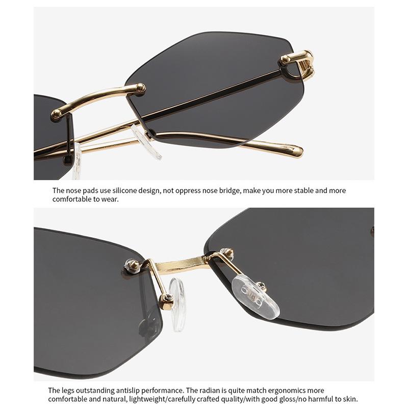 New Retro Metal Frameless High-end Sunglasses for Men and Women Fashion Trendy Outdoor Sunscreen Sunshade Glasses