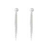 Under the Moon Galaxy Long Tassel Silver Plated Pearl Earrings Niche Design Advanced Ear Clips Holeless Delicate Earrings Women