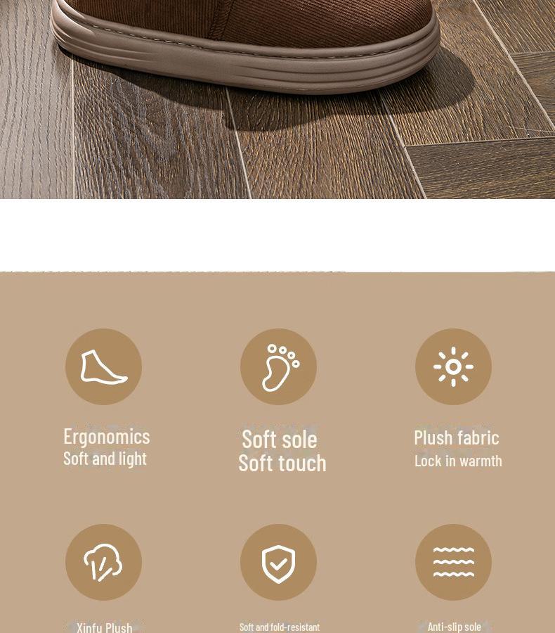 Men's Plush Non-Slip High-Top Cotton Winter Shoes - Heel-Covered, Thick, Cold-Proof Slippers for Outdoor Wear