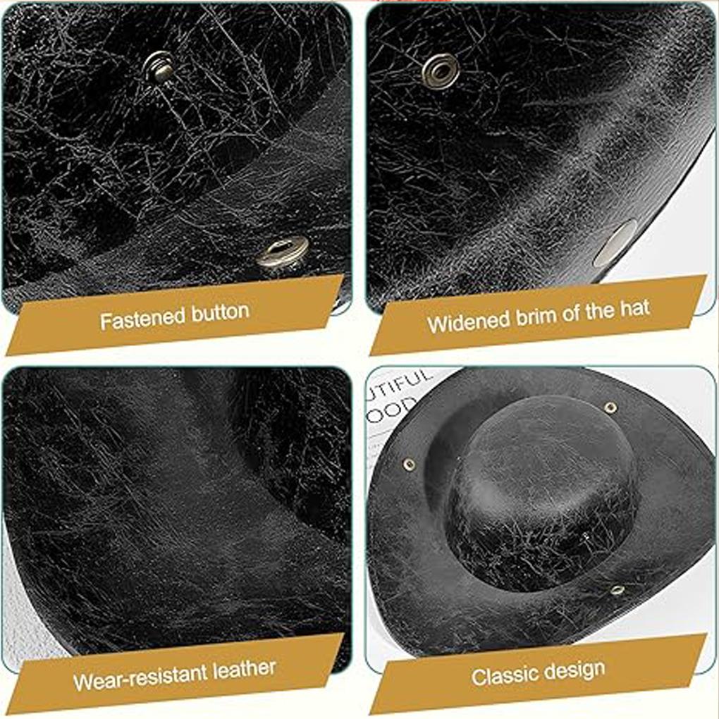 Faux Leather Pirate Hat Black Captain Hat Vintage Button Masquerade Party Cosplay Costume Hat For Men Women Photography Props