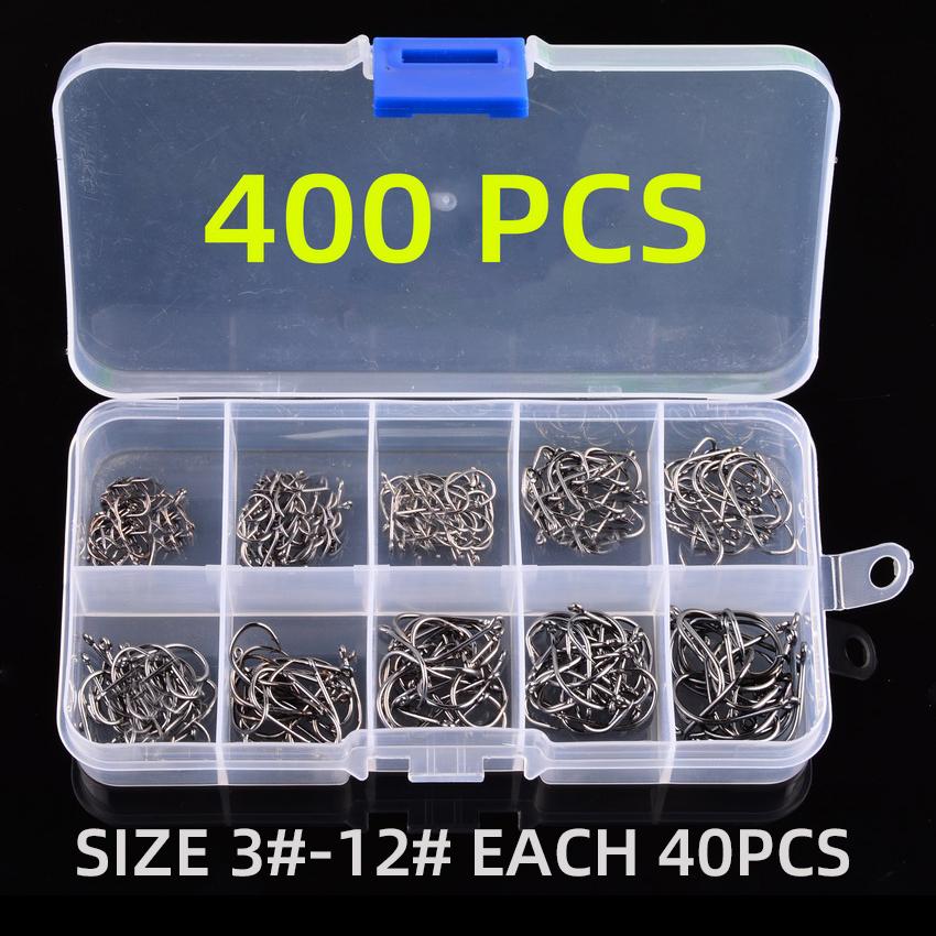 Fishing Hooks Set High Carbon Steel Sharp Durable Barbed Fishhook Rock Fishing Equipment Gear Tackle Accessories with box