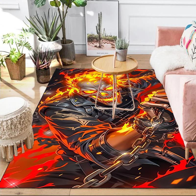 Ghost-Rider On Fire Area Rug Suitable for Indoor And Outdoor,Carpets for Kitchens, Homes, Offices, Living Rooms,Home Decor,Christmas Gift