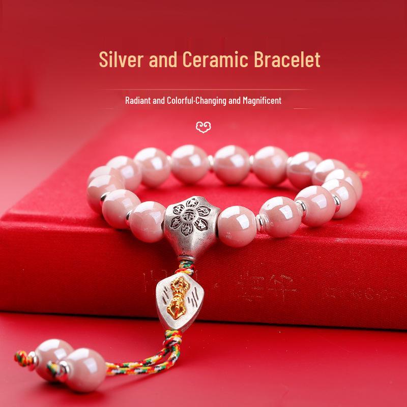 Porcelain Glazed Bracelet In Macaron Grey - Unisex Bangle In Cai Wenjing Style for Couples