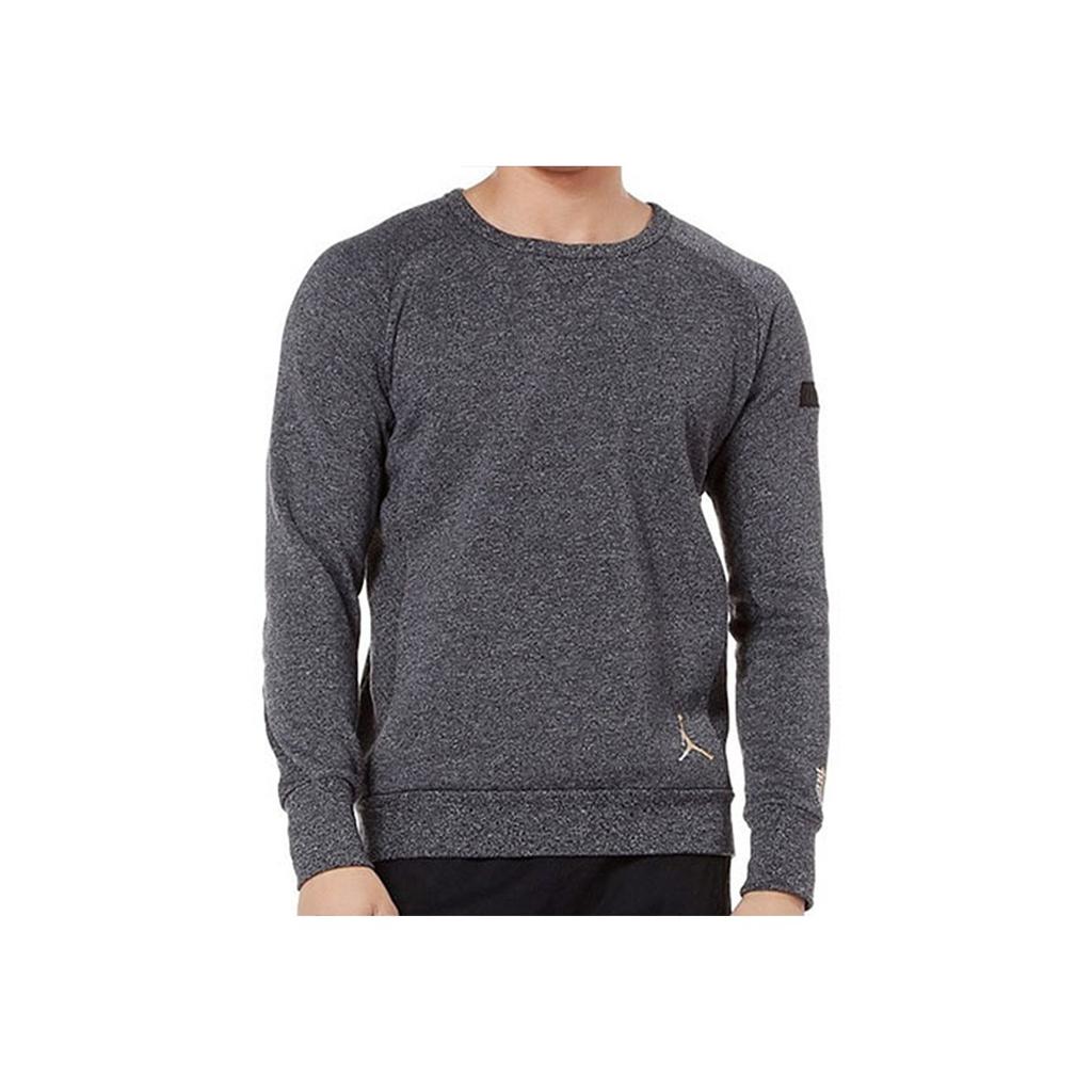 Jordan Casual Sports Knit Fleece-Lined Long Sleeve Pullover Sweatshirt Men Tops Black Grey 907925-010