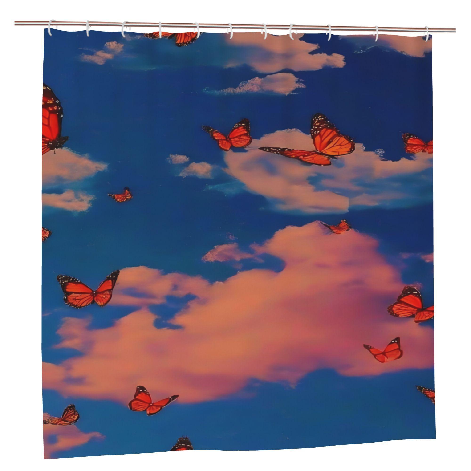 

Полиэстеровая шторка для душа с принтом бабочек и люверсами, Модный декор для ванной комнаты дома, Занавески для ванной W90xH180cm
