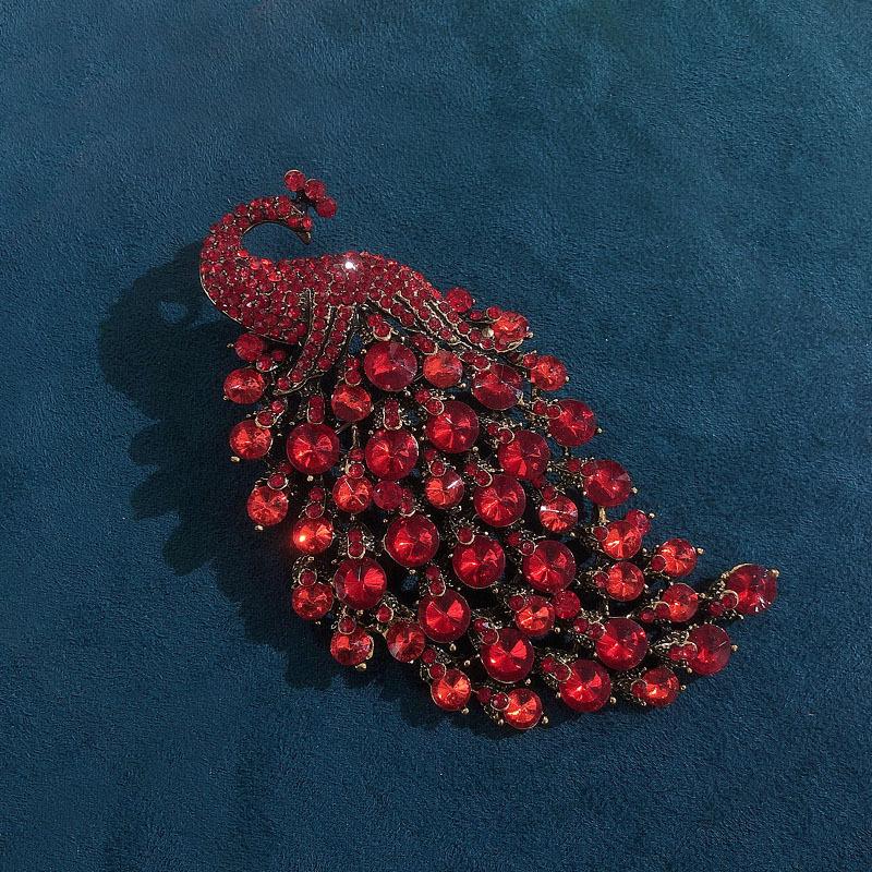 Retro Crystal Peacock Phoenix Brooch Women's Jacket Accessory