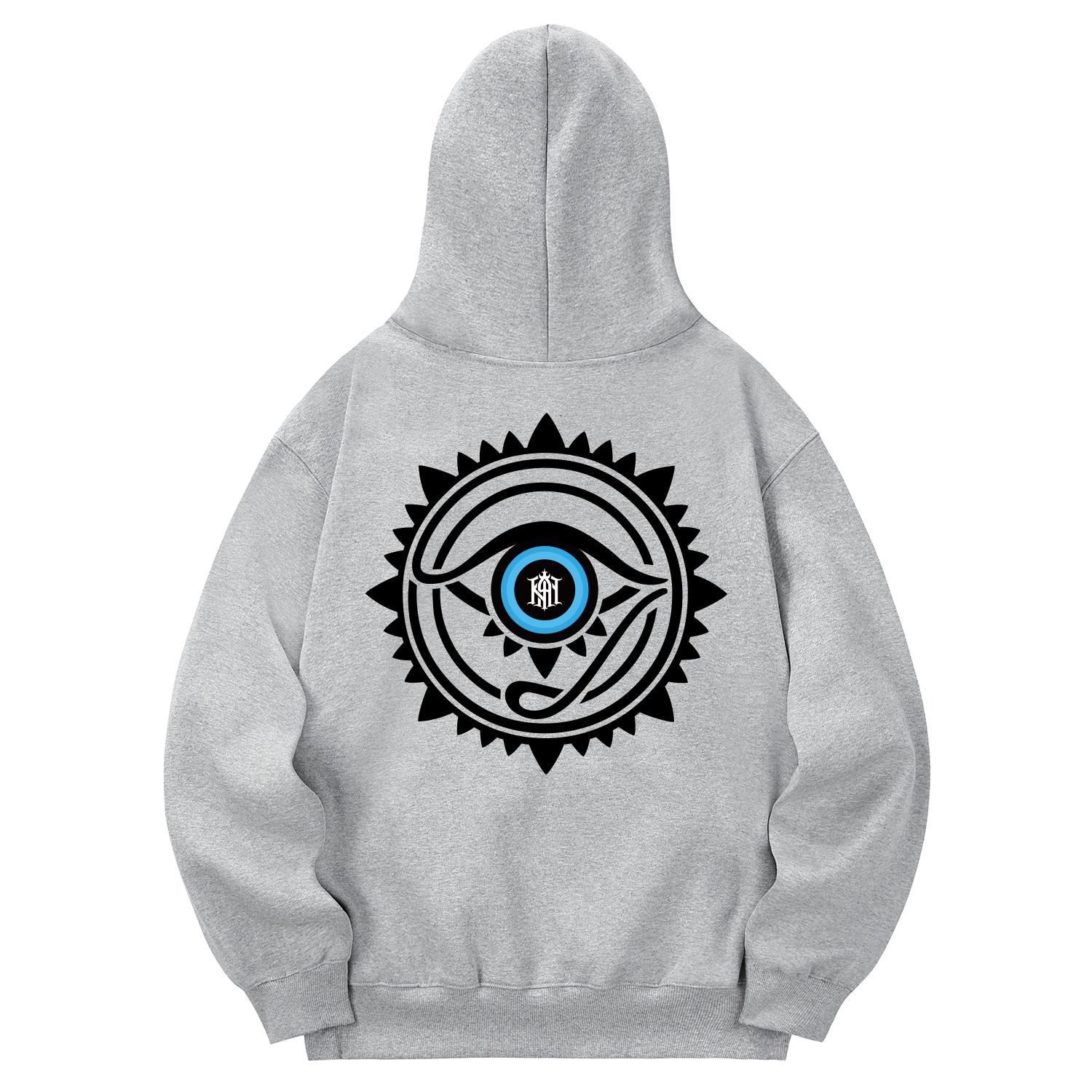 Khan 6312 Khg0100 Eye Of Horus Fleece-Lined Hoodie - Gray L
