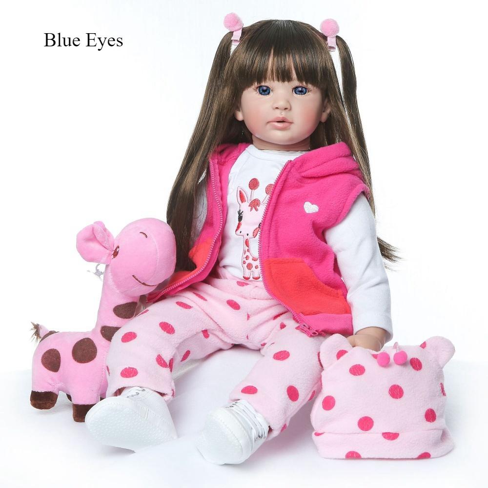 Cute 60cm Princess Reborn Toddler Doll Soft Touch Cloth Body Newborn Baby Doll with Long Hair Beautiful Suits Lifelike Rebirth Doll for Kids Xmas Gift