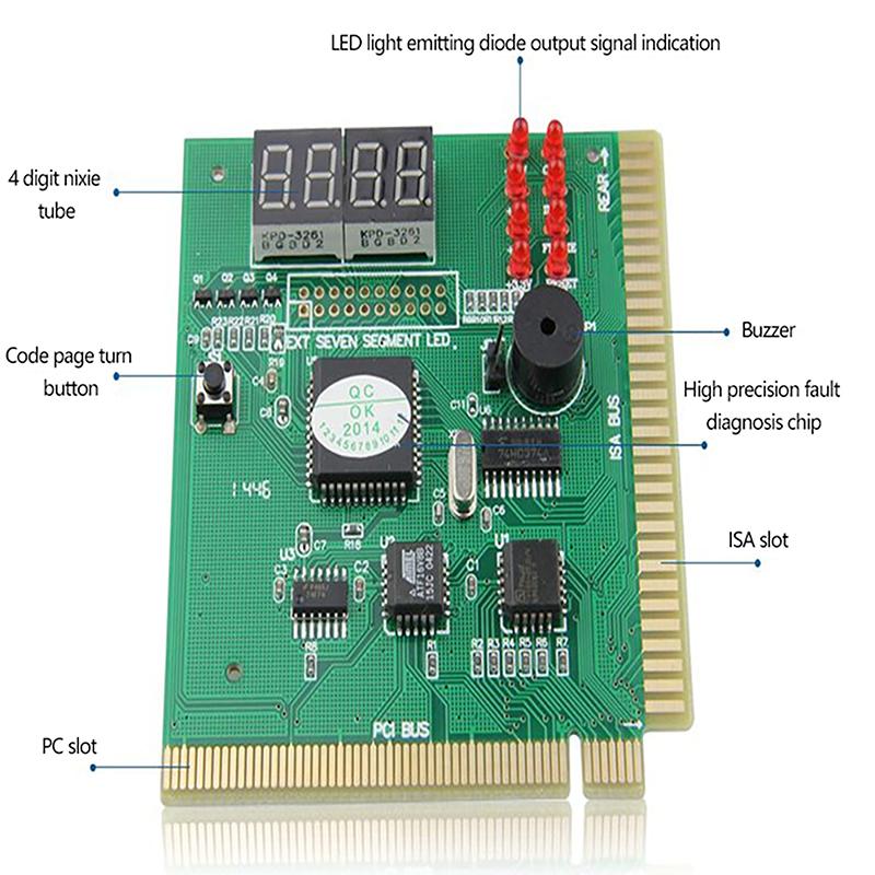 Pci & Isa Motherboard Tester Diagnostics Display 4-Digit Pc Computer Mother Board Debug Post Card Analyzer