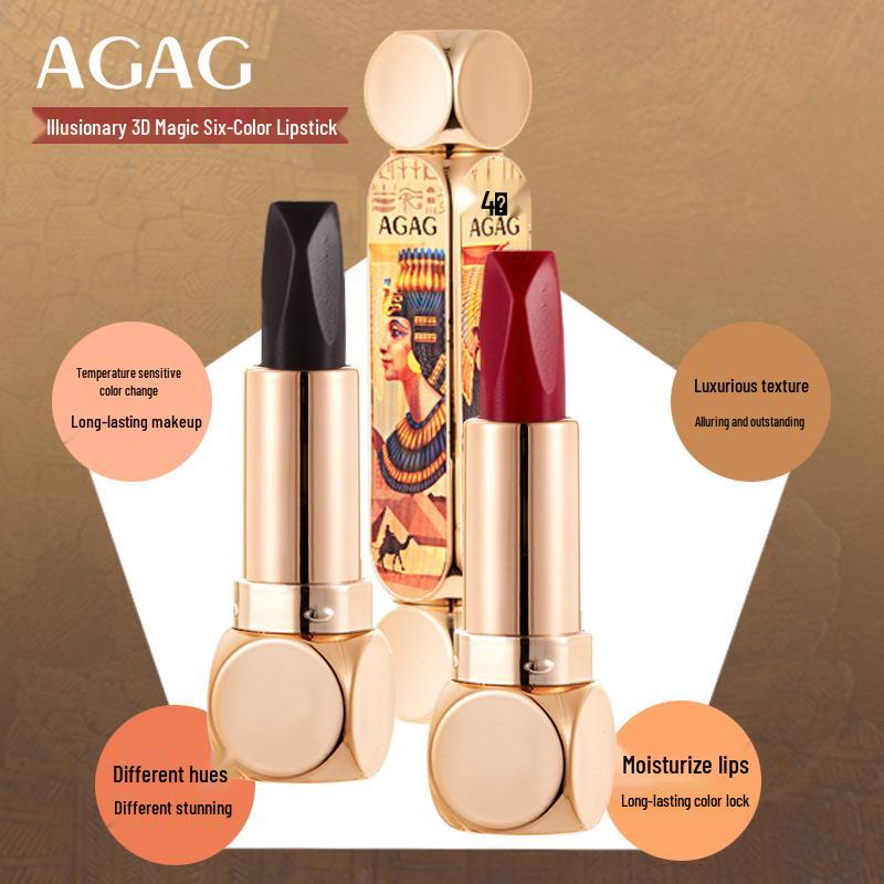 AGAG Magic 6-in-1 Matte Lipstick Stick - Long-lasting, Double Tube with Six Shades