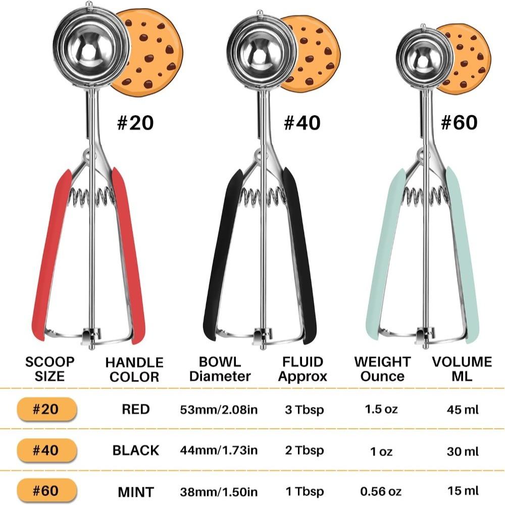 1/3PCS 304 Stainless Steel Ice Cream Scoop Ice Ball Maker Cookie Dough Scoop  Kitchen Tools