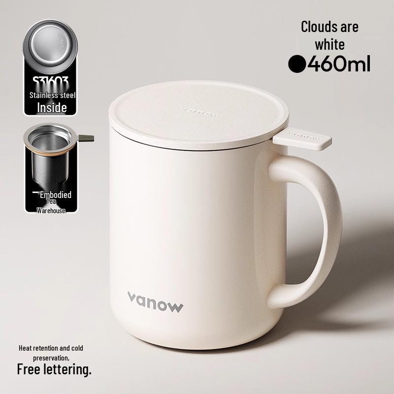 Vanow Insulated Mug with Lid: Stainless Steel Tea Infuser and Water Separation for Men and Women