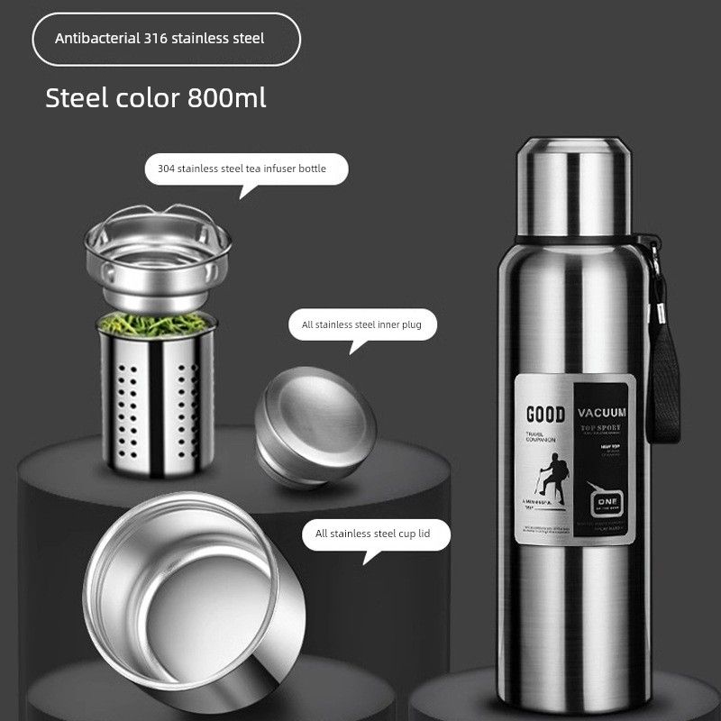 316 Stainless Steel Inner Tank Vacuum All-Steel Thermos Pot for Men's Outdoor Travel and Mountaineering Large-Capacity Thermos Cup