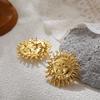 Pendientes de Acero Inoxidable Impermeables con Cara de Sol Lindos Chapados en Oro Diseño Y2K Estética Declaración Joyería de Fiesta Regalo de Cumpleaños