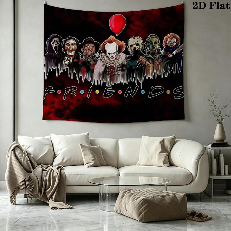 Horrorfilm-Serie Wandteppich Ästhetischer Wandbehang Bedruckter Stoffdecke Dekorative Wandteppiche für Schlafzimmer Wohnzimmer Heimdekoration